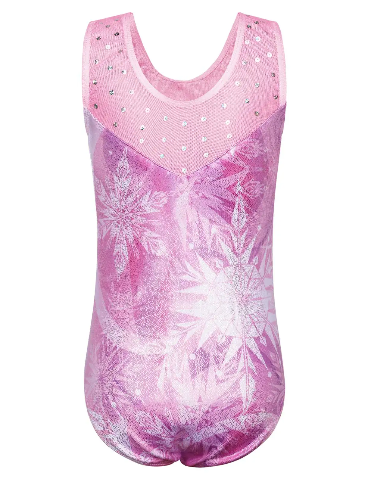 Children dance leotards Gymnastics dancewear sets Girls Ballet Leotard Snowflake Print Teens Practice Outfit Dance Wear Ballerina Bodysuit Jumpsuit