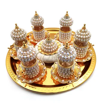 

Authentic Real Swarovski English Tea Water Sherbet Serving Cup Glass Turkish Arabic Coffee Cups Set Handmade Tea Cups Set