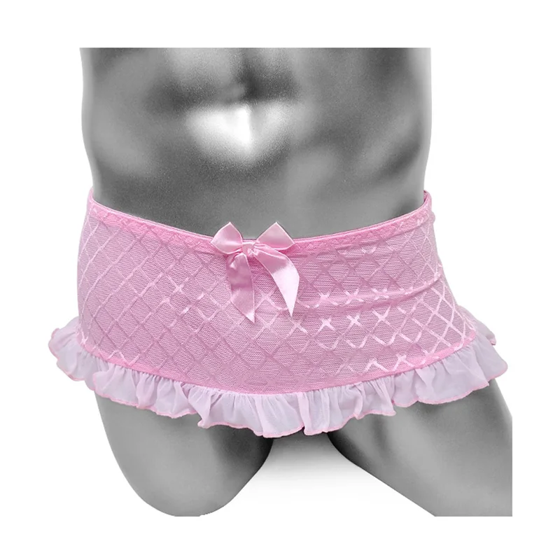 

Plaid Lace Sissy Skirted Sexy Panties See through Gay Male Underwear Fetish Collection Mens Skirt Pink Underwear Underpants