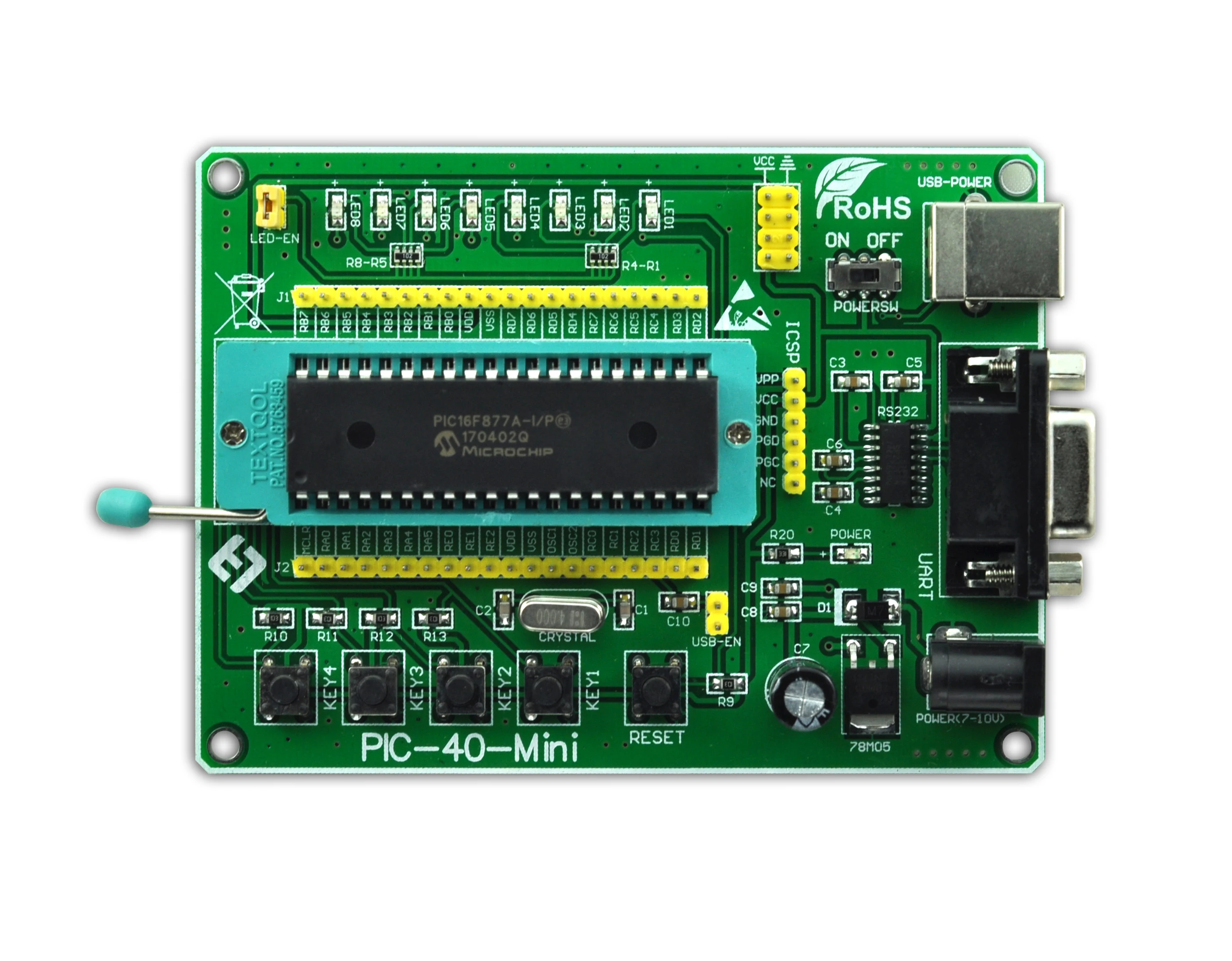Макетная плата PIC, обучающая доска PIC-40-MINI с чипом PIC18F458