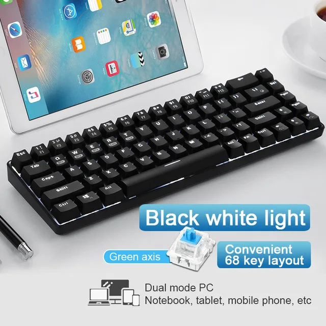 Technology 68 keymechanical keyboard Bluetooth wired 2.4G Bluetooth wireless Bluetooth three mode tablet mobile phone computer