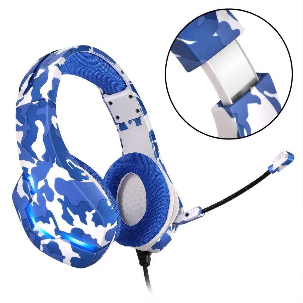 PS4 Camouflage RGB Light Headset Wired PC Gamer with Microphone Stereo Sound Gaming Headphones for Smart Phone XBox One Laptop