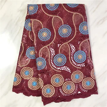 

beautiful eyelet nigerian lace fabric 5yards nigerian bazin riche lace fabric for women party dress F16AU273