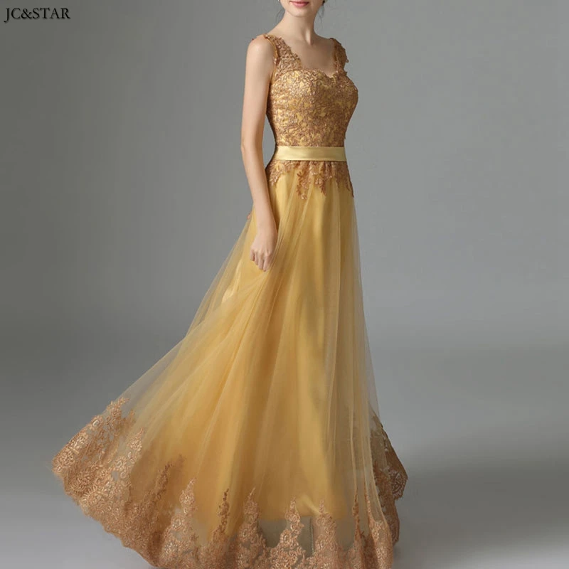 Vestido madrinha de casamento longo Новое Кружевное Золотое свадебное платье трапециевидной формы Недорогое Платье
