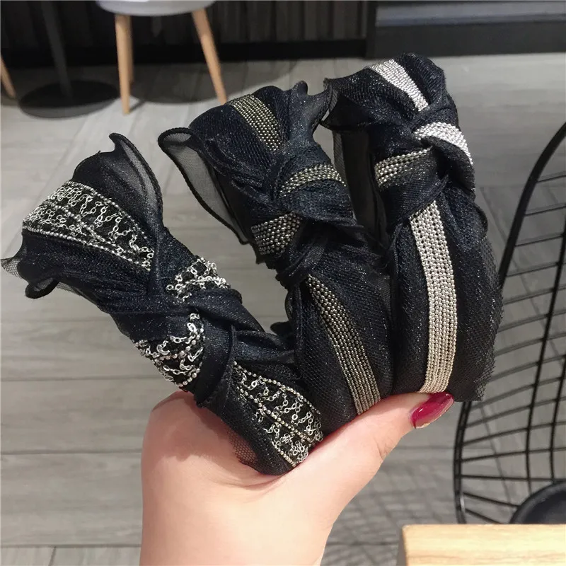 Модный корейский стиль кружева горный хрусталь hairband для женщин девочек мода сексуальный простой Кристальный обруч для волос аксессуары для волос