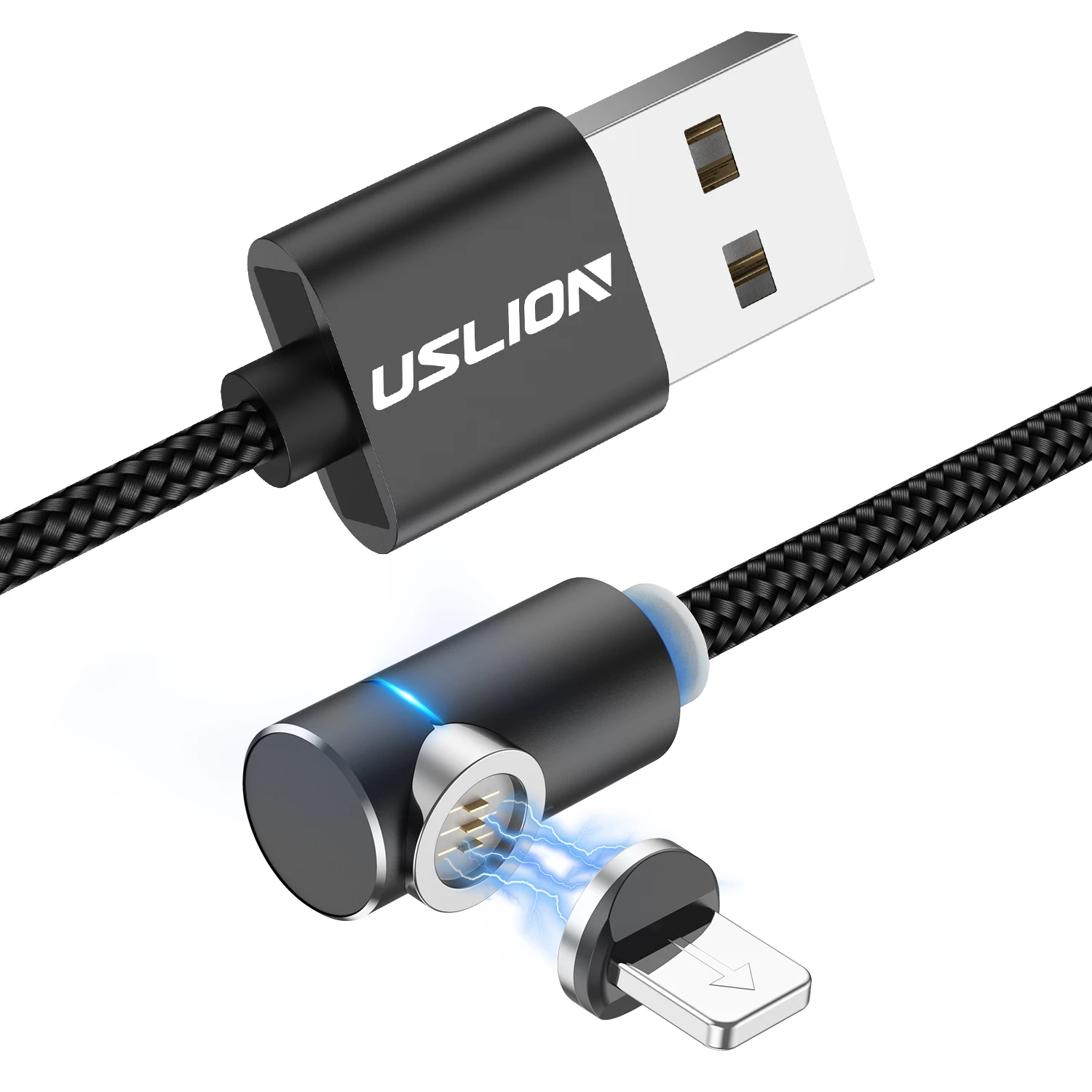 Black USLION USB кабель магнитное зарядное устройство для samsung S9 Магнитный USB кабель для type C 3A кабель передачи данных для быстрой зарядки для Micro USB - Цвет: Black