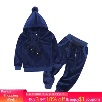 

Menoea Girls Sets 2020 Children Clothing Autumn Winter Girls Golden velvet Hooded Clothes 2Pcs Kids Tracksuit Suit Boys Clothes