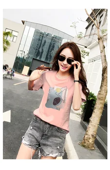 

Gray T-Shirts Print Women T Shirts O-Neck Short Sleeve Summer Tops Tee Trend style Rose Print Vogue clothing white