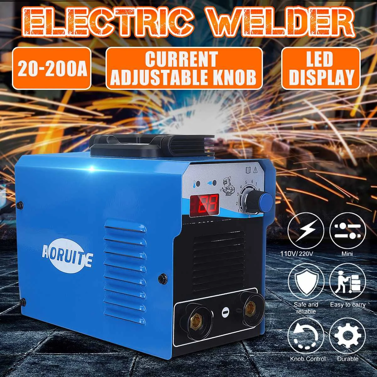 

Portable Electric Welder 200A Welding Machine Power MMA IGBT Inverter Welder LCD Display 110V/220V Welding Tool Energy Saving