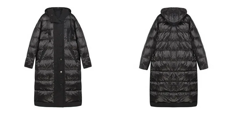 Одежда Двусторонняя зимняя женская пуховая куртка с капюшоном большой натуральный мех енота длинная свободная парка пальто женская теплая Женская куртка