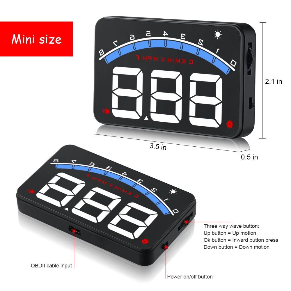Автомобильный проектор OBD2 HUD цифровой дисплей с диагональю 3 5 дюйма скорость