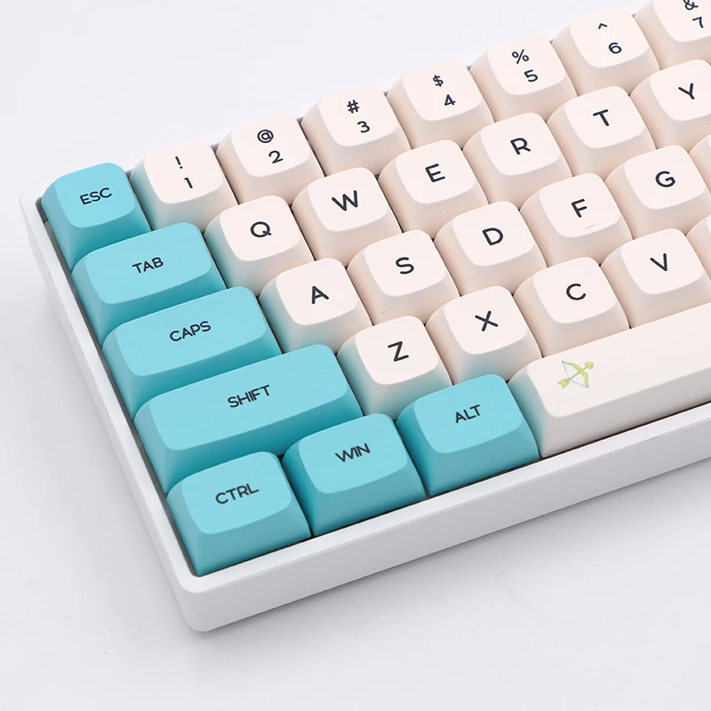 2022 Keypro Chunyang Cyan white Ethermal Dye Sublimation fonts PBT keycap For Wired USB mechanical keyboard 129 keycaps