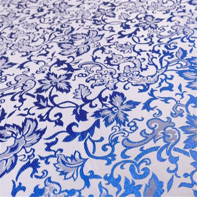 blue 75x100 см Хорошее качество жаккард узор синий и белый фарфор дизайн парча полиэстер ткани для подарок на год - Цвет: blue