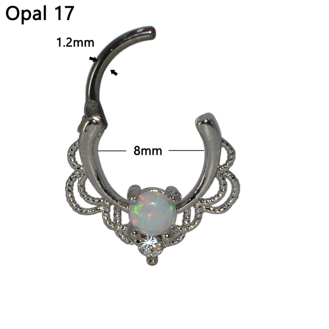 Titanium Daith Earrings Piercing Lacey Opal Drapery Royalty Septum Clicker Ring Ear Tragus Cartilage Helix  Nipple Rings 16G