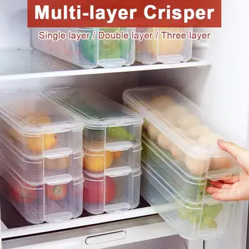 

PP Multi-Layer Crisper Refrigerator Boxes Durable Multipurpose Egg Grain Collection Food Preservation Box Practical