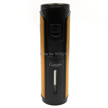 

LUBINSKI Elegant Big FirePower Windproof 5 Torch Jet Flame Lighter Cigar Cigarette Lighters W/Gift Box