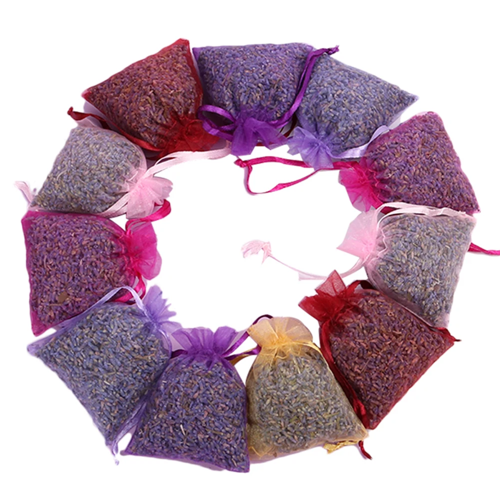 15Pcs Lavender Scented Sachets Bag Organza Bags Dried Flower Sachet Flower Buds Bags Aromatherapy Car Room Air Refreshing Sachet