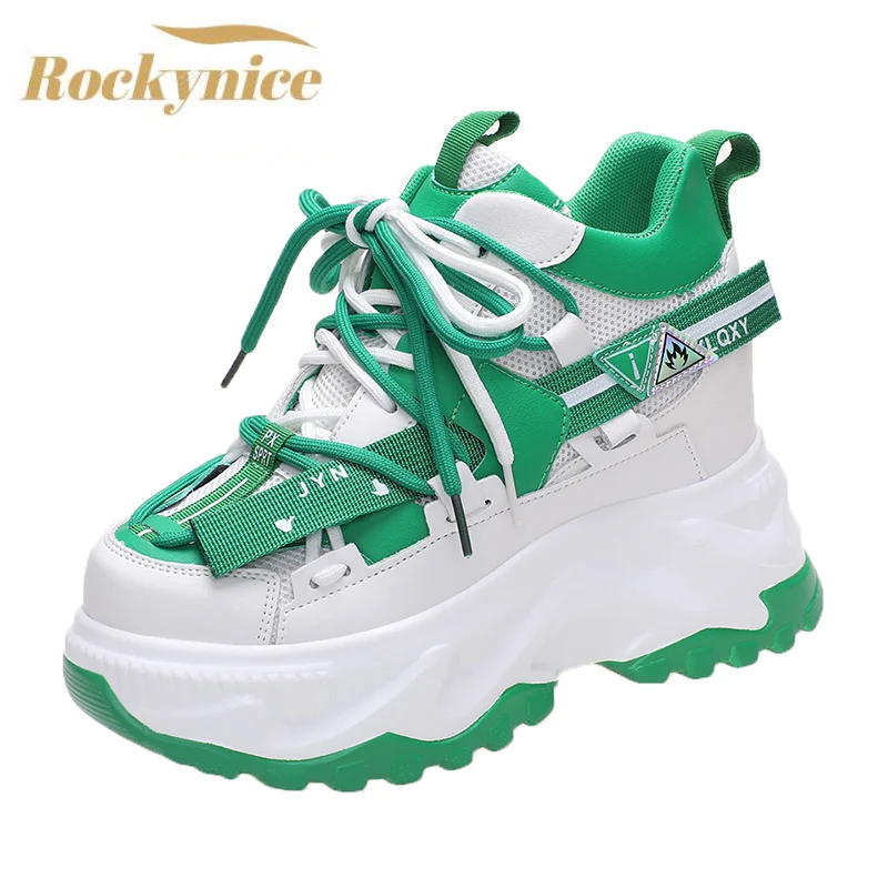 Zapatillas de deporte de alta para Mujer, Zapatos de suela gruesa para caminar, de cuero, primavera|Zapatos vulcanizados de mujer| - AliExpress