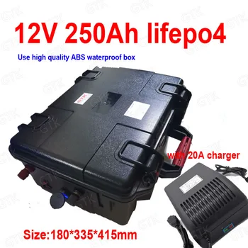 

GTK Lifepo4 12V 250AH lithium battery Lithium iron phosphate BMS 4S 12.8V for Solar energy storage boat RV inverter 20A Charger