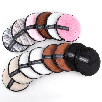 3Pcs Reusable Makeup Remover Pads Washable Cleansing Sponge Cotton Face Wipes Cloth Microfiber Make-Up Remover Puff Discs Tools 1