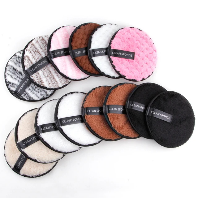 3Pcs Reusable Makeup Remover Pads Washable Cleansing Sponge Cotton Face Wipes Cloth Microfiber Make-Up Remover Puff Discs Tools 1