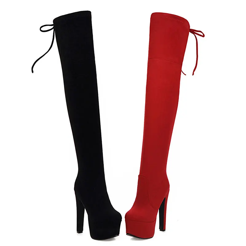 Lasyarrow/зимние облегающие высокие сапоги; женская брендовая модная теплая обувь на меху; женские повседневные сапоги на платформе и высоком каблуке; Размеры 33-48; J1081