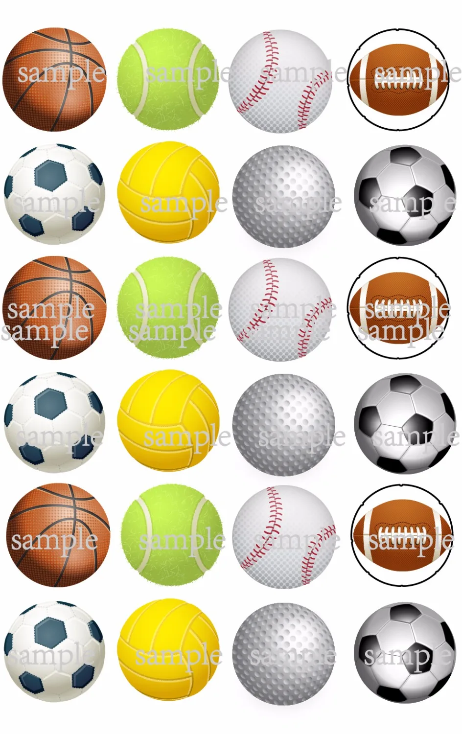 24 Football Basketball Golf Tennis Baseball Cake Topper Wafer Rice Paper Cupcake Topper Birthday Party Decoration Supply Aliexpress