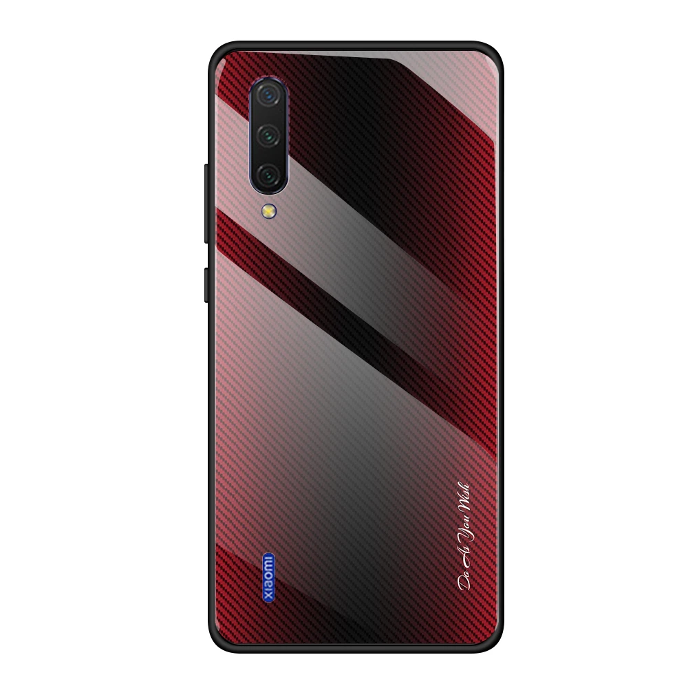 Red Чехол из закаленного стекла для Xiaomi mi 9SE 9X CC9 CC9E 9 Explorer A3 чехол TPU Edge бампер противоударный Роскошный чехол для mi 9 задняя крышка - Цвет: Red