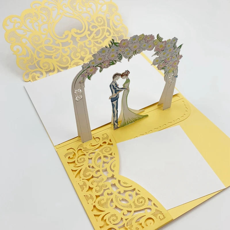 10 упаковок 3D Полые свадебные приглашения карман-складки уникальный и элегантный крой 3D дизайн приглашения