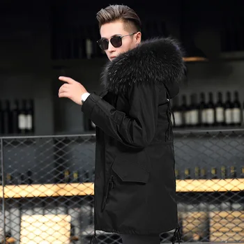 

2020 Parka Real Coat Men Jacket Natural Raccoon Fur Liner Thick Warm Mens Winter Parkas Clothes Manteau Homme Hiver KJ3792