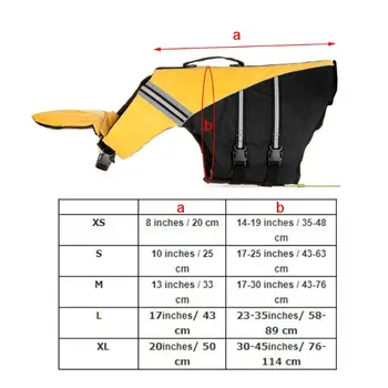 

Yellow Float Coat Dog Life Jacket Thicken Adjustable and Reflective Swimming H55A