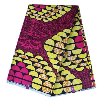 

100% Cotton Yellow And Pink Print African Fabric Guaranteed 2019 Wax Newest Fabric 6Yards\set
