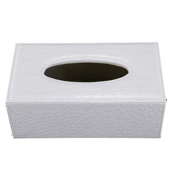 

Durable Home Car Rectangle PU Leather Tissue Box Paper Holder Case Cover Napkin(white Crocodile Grain)