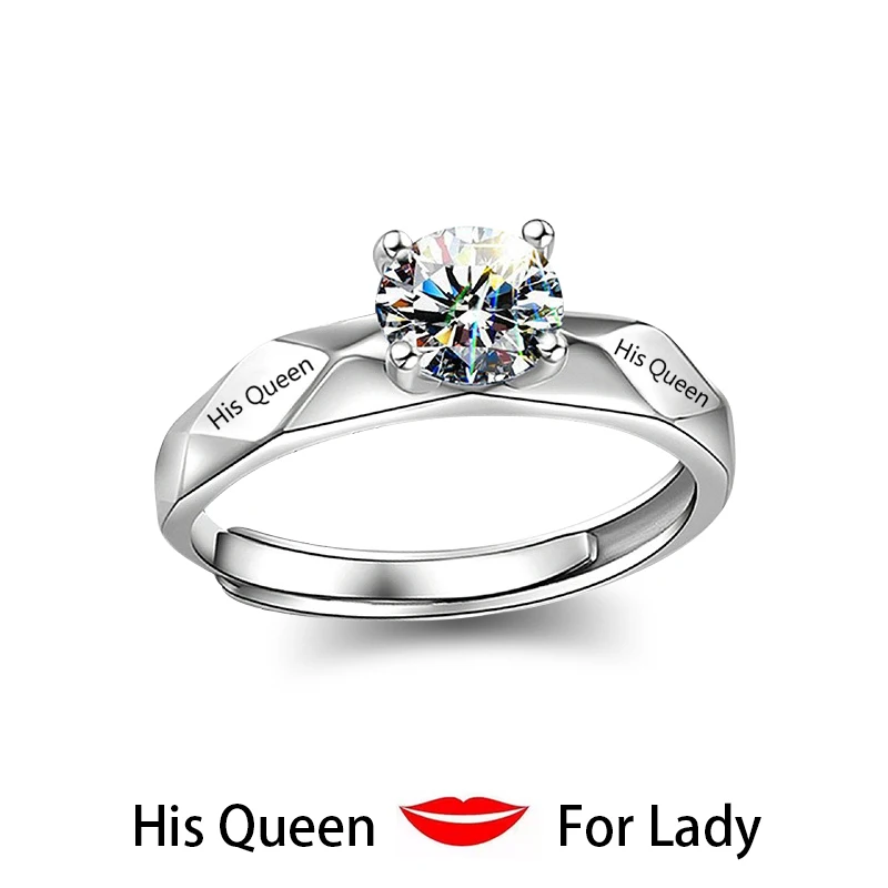 Модный набор колец Huitan, символ любви, с буквой, его королева и ее король, выгравированное обручальное кольцо для женщин и мужчин, кольца на палец - Цвет основного камня: His Queen