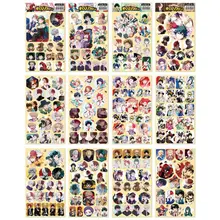 Autocollants My Hero Academia en papier auto adhésif, 12 feuilles, jouet, tous les chiffres, HD, mode, bricolage, déchirure à la main