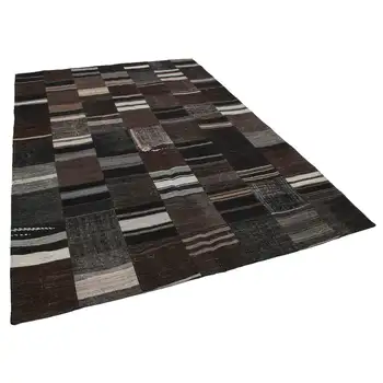 

212x303 Cm Brown Handmade Rugs Patchwork Rug-7x10 Ft