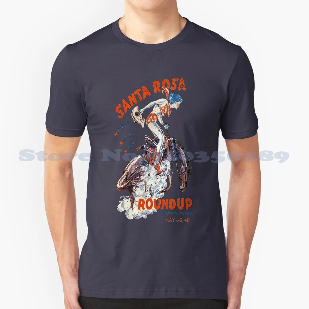 Sanat Rosa Roundup Cool Design Trendy T-Shirt Tee Rodeo Horse Horses Texas 40S 1940S Santa Rosa Dallas Southwest Round Up