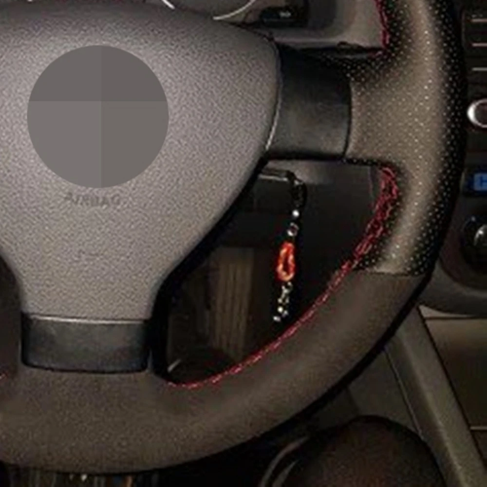 DIY Black Genuine Leather Suede Car Steering Wheel Cover For Volkswagen Golf 5 Mk5 VW Passat B6 Jetta 5 Mk5 Tiguan 2007-2011