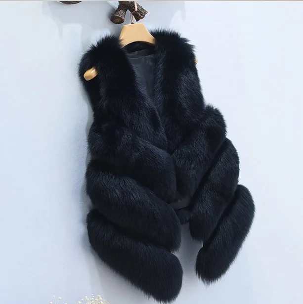 Меховое пальто Casaco Inverno, женское меховое пальто, зима, толстый меховой жилет из искусственного меха, без рукавов, имитация жилета для женщин размера плюс, XL730