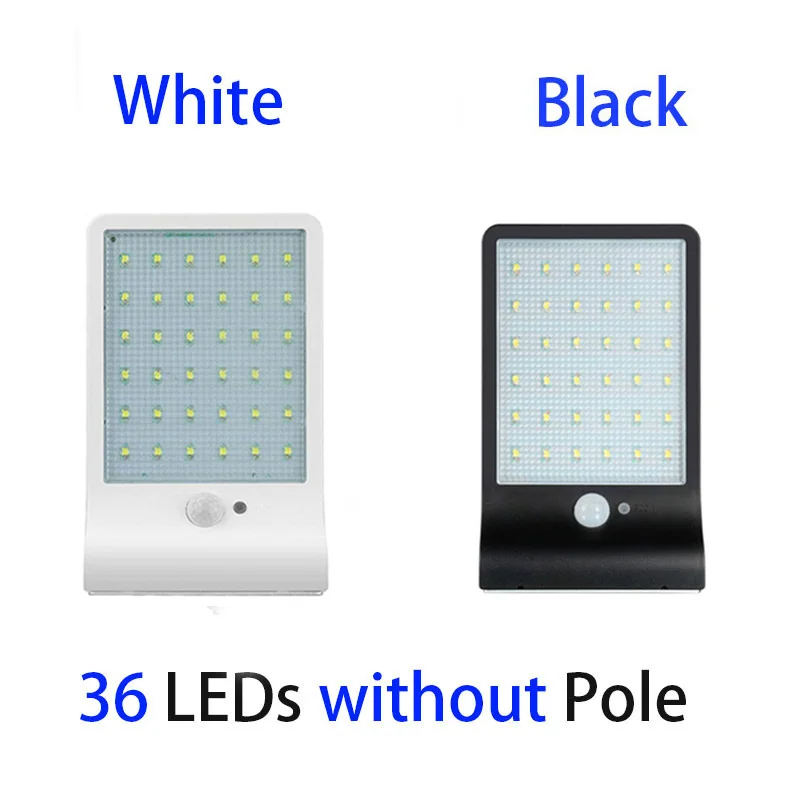 36 LEDs Without Pole 118 светодиодный светильник на солнечной батарее, уличный солнечный светильник с датчиком движения, солнечный Точечный светильник с 3 режимами, настенный светильник для уличного сада - Испускаемый цвет: 36 LEDs Without Pole
