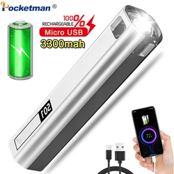Lampe de poche Rechargeable USB, puissante torche de poche utilisée comme batterie externe, lampe de poche étanche avec batterie intégrée, lampe de travail 