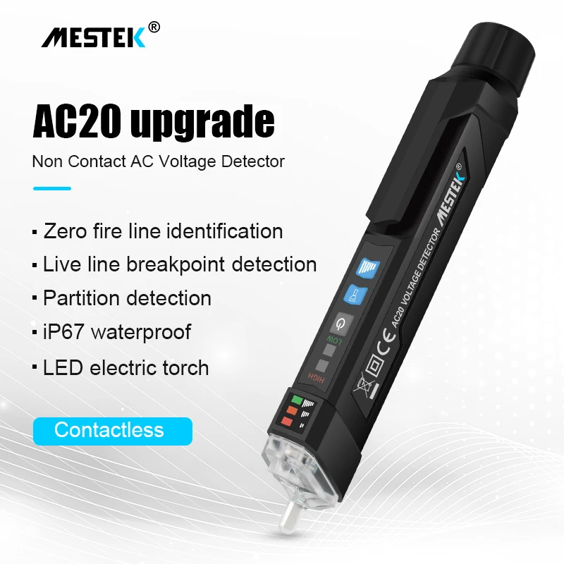 Цифровой вольтметр MESTEK AC20 умный Бесконтактный измеритель переменного тока