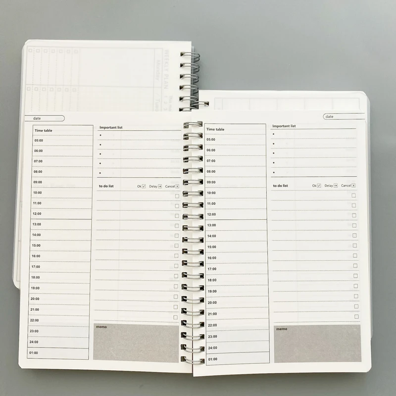 Daily Weekly Monthly Notebook Planner Spiral A5 Notebook Time Memo Planning Organizer Agenda School schedule Supplies