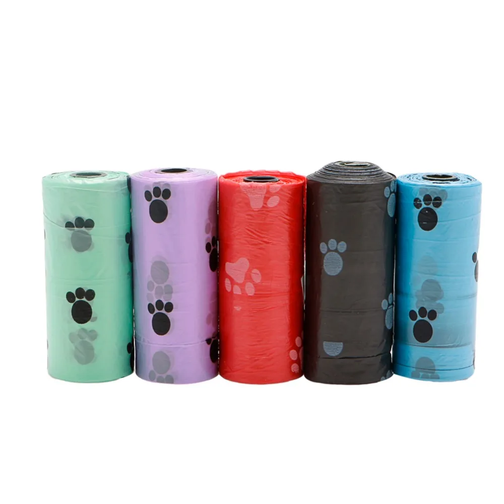 NEW Multicolor 1Roll/15PCS Pet Dog Waste Poop Bag Poo Printing Degradable Clean-up | Дом и сад