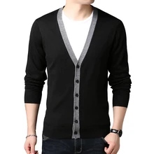 2019 autumn knit jacket stitching sweater slim single-breasted urban V-neck long-sleeved thin sweater cardigan