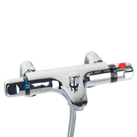 ทองเหลืองดาดฟ้าติดตั้งวาล์วผสม Thermostatic อุณหภูมิคงที่ควบคุมสองอ่างอาบน้ําก๊อกน้ําแตะเทอร์โมวาล์ว TR533 6