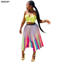 HHDMV GYD18094 модная Горячая Распродажа снижение возраста хип-хоп стиль Длинная юбка эластичная печатная плиссированная цветная юбка до щиколотки