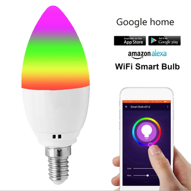 Умная Светодиодная лампа-свеча E12/E14/E26/E27/B22 6 Вт RGB Wi-Fi 2 4 ГГц умные лампы для умного