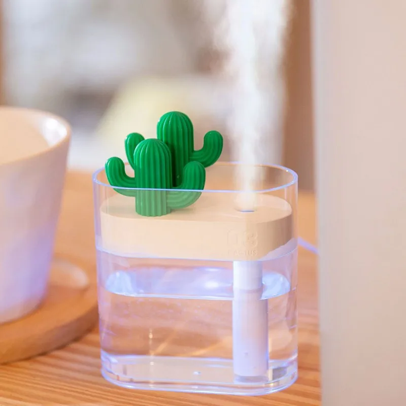 USB New Idea 160ML Ultrasonic Humidifier Cactus Color Light Essential Oil Diffuser USB Aroma Purifier Anion Steam Diffuser