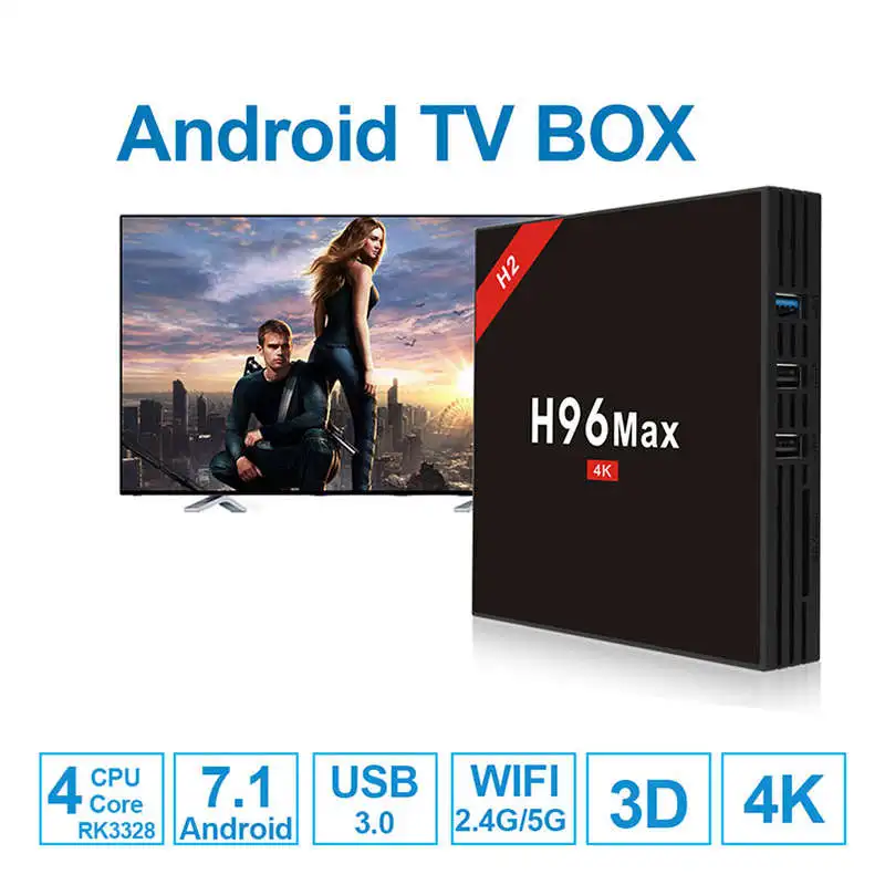 H96MAX-H2B Android 7,1 Smart tv Box Amlogic RK3328 четырехъядерный Wifi 2,4G/5G 4K Видео Медиа плейер для Live HD IPTV/VOD EPG Netfl